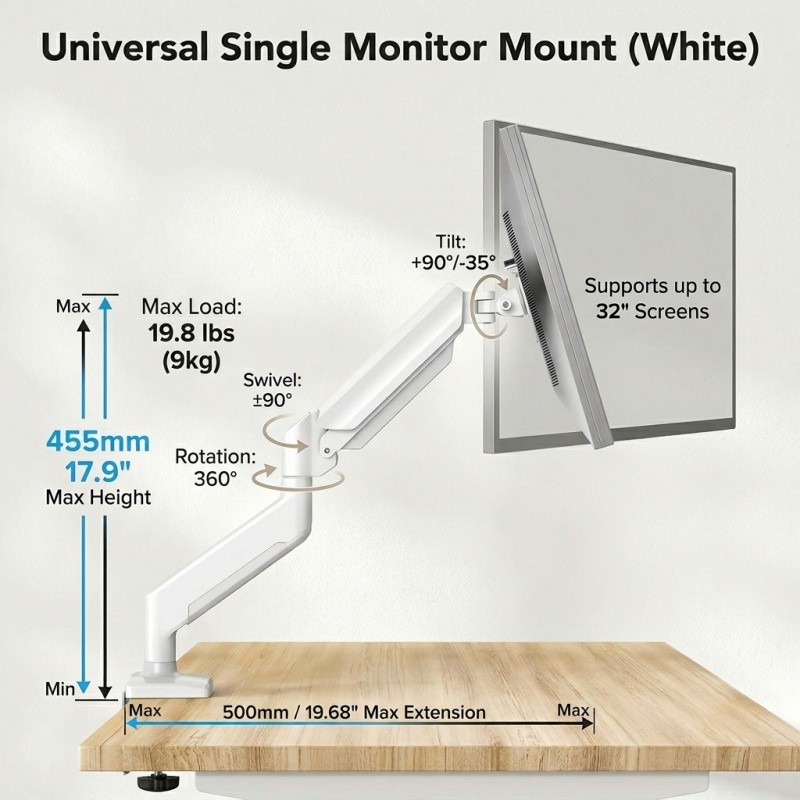 Adjustable Monitor Mount - Universal Monitor Arm & Brazo Para