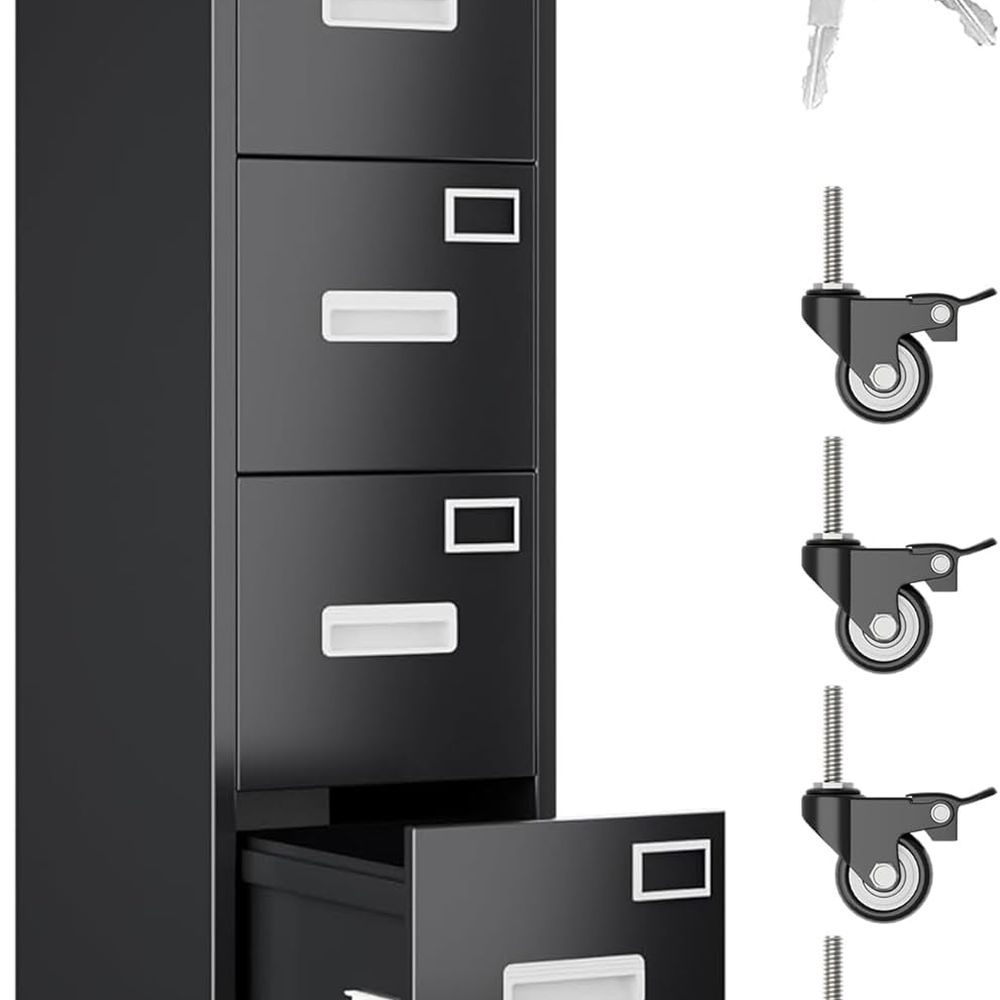 Office Furniture Names - Drawer File Cabinet with Wheels, Lockable