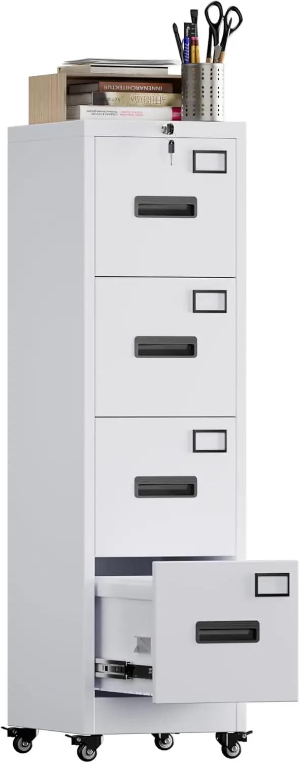 Office Furniture Names - 4 Drawer File Cabinet on Wheels,