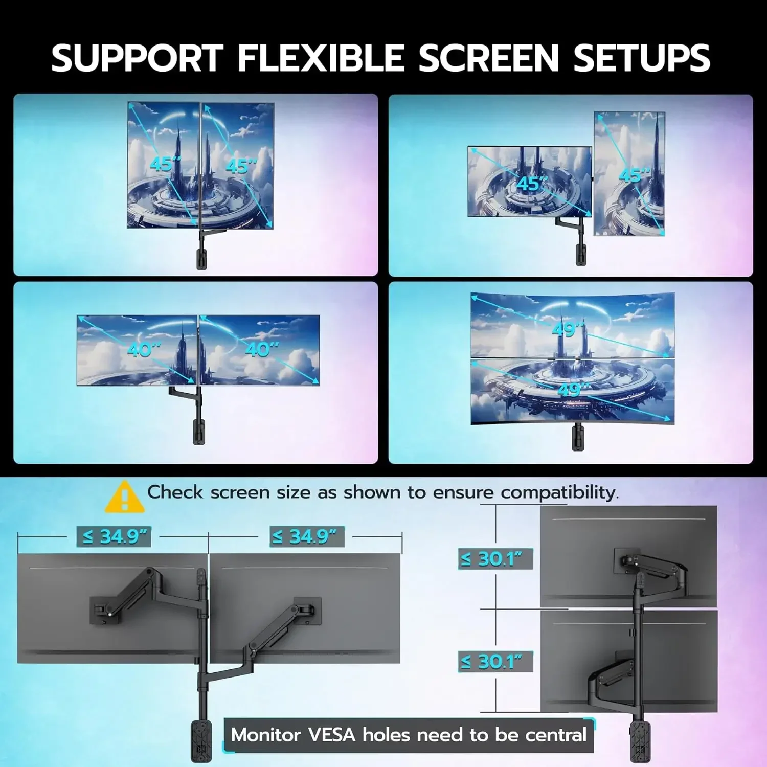 Dual Monitor Wall Mount for 17 – Adjustable Monitor Mount recenzja i cena