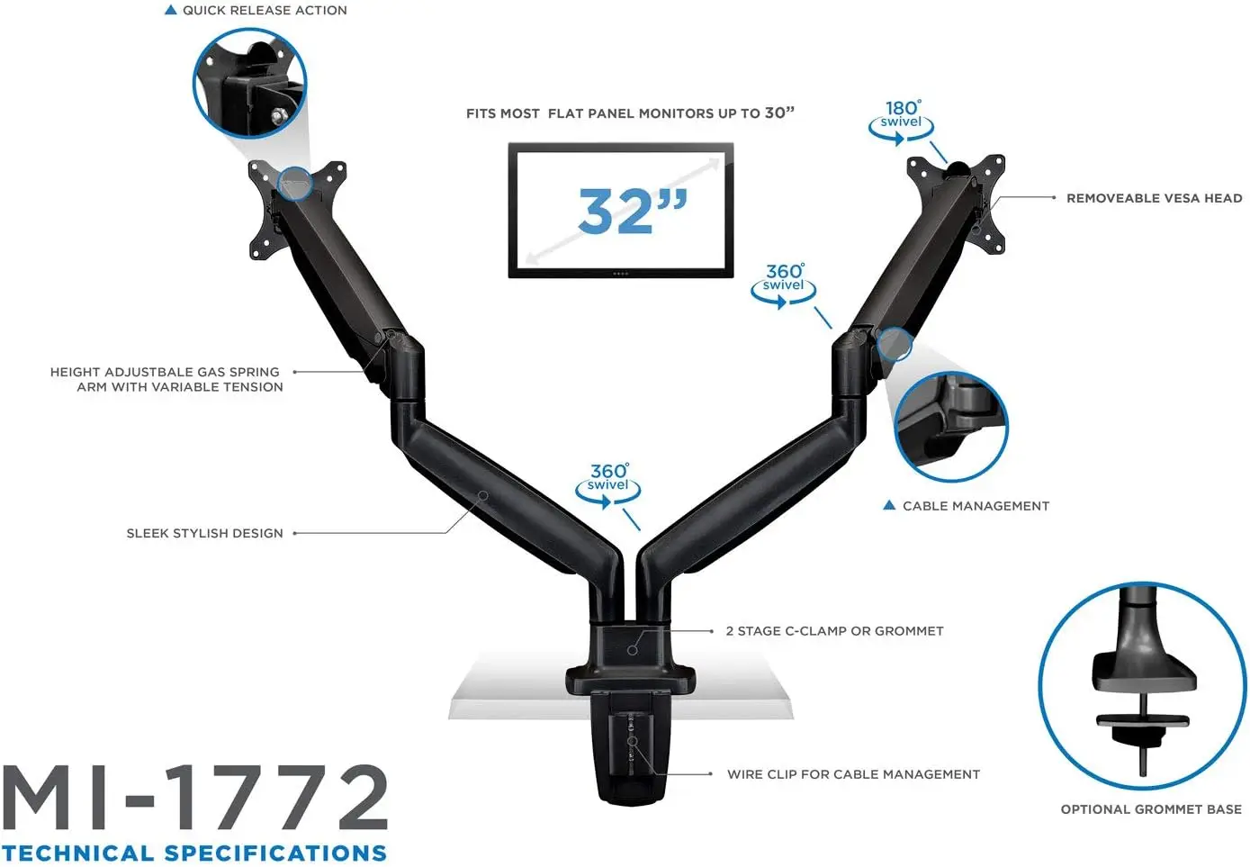 Dual Monitor Arm Mount | Desk  – Adjustable Monitor Mount recenzja i cena
