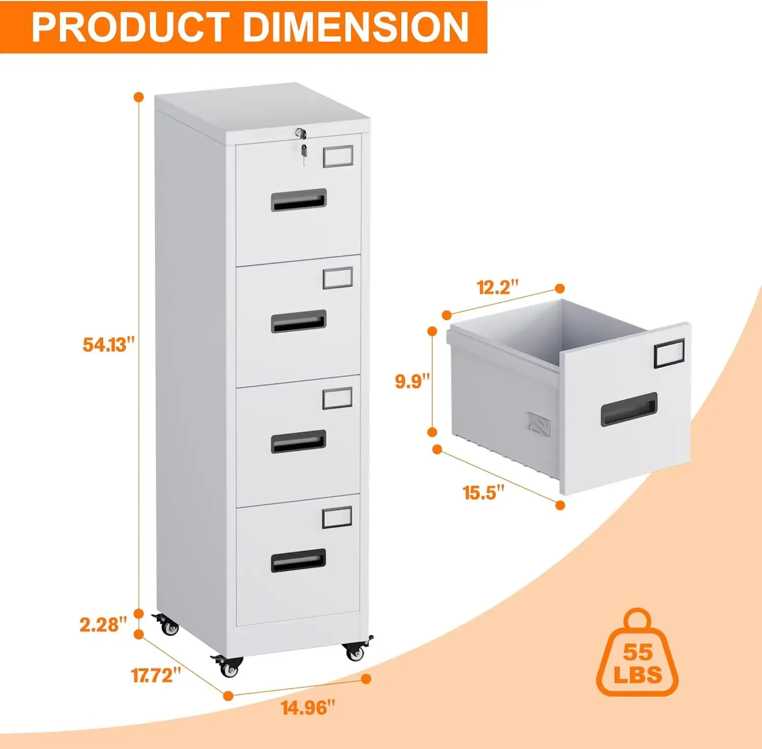 4 Drawer File Cabinet on Wheel – Office Furniture Names recenzja i cena