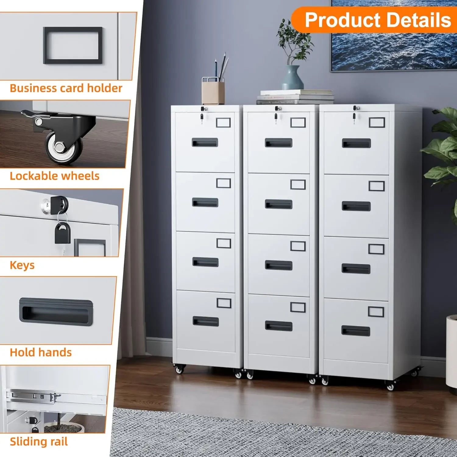 4 Drawer File Cabinet on Wheel – Office Furniture Names recenzja i cena