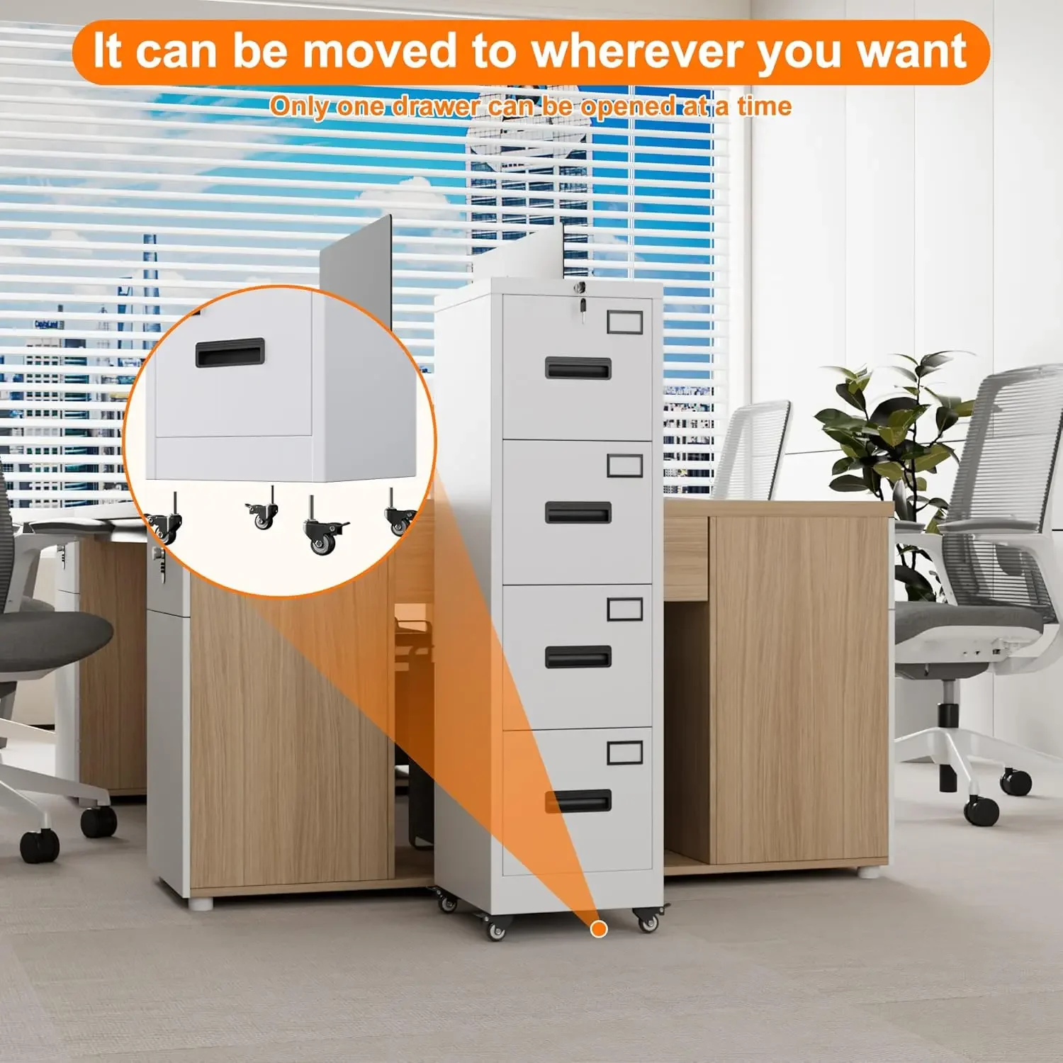 4 Drawer File Cabinet on Wheel – Office Furniture Names recenzja i cena