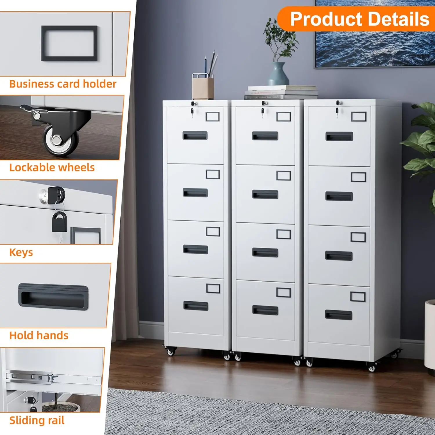 4 Drawer File Cabinet on Wheel – Office Furniture Names recenzja i cena